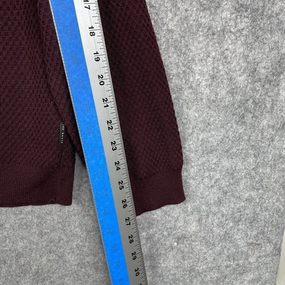 Ted Baker Men's Size 6 Maroon 1/4 Zip Waffle Knit Sweater Jumper Pullover Preppy - Picture 5 of 9